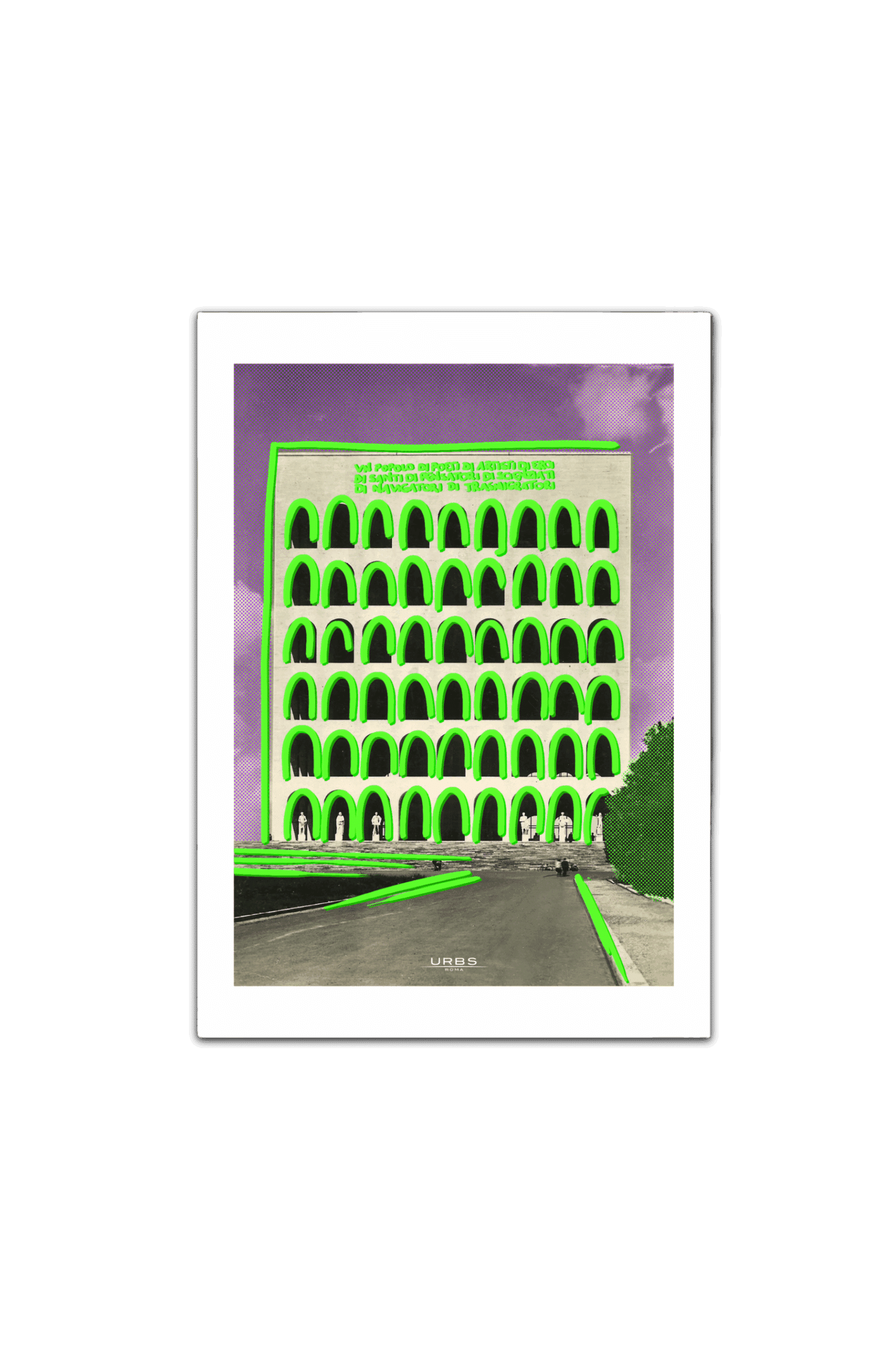 Passepartout decorativo con rappresentazione del Colosseo Quadrato di Roma