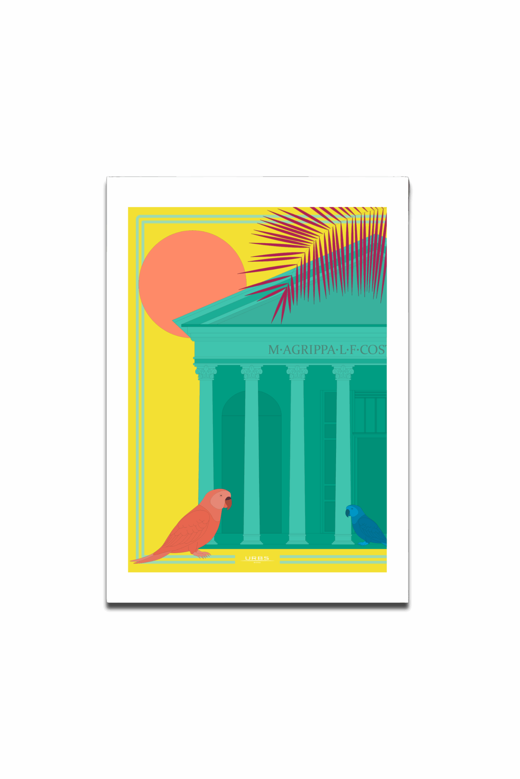 Immagine stilizzata del Pantheon di Roma con dettagli artistici e decorazioni